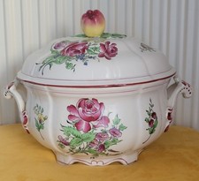 Ancienne Soupière Faience De Lunéville K G Décor Floral Porcelaine Céramique 