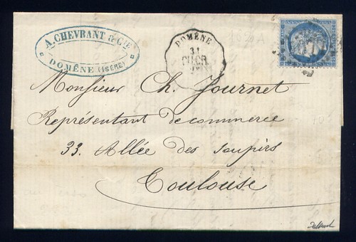 Rare lettre domène 1873 - de,