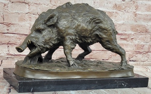Sculpture bronze sanglier - bronze,