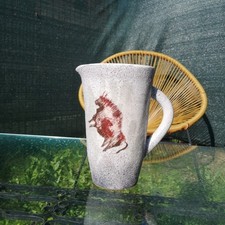 PICHET CÉRAMIQUE JEAN AUSTRUY VALLAURIS DÉCOR PRÉHISTORIQUE - VINTAGE 1950 1960