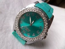 Montre Homme, Grosse CMP Bleue Bracelet Silicone FONCTIONNE