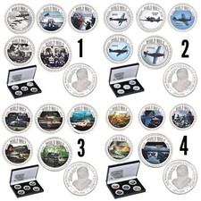 Wwll Sir Winston Churchill - Avions Clé 'Moments' Argent Pièces Set Affichage