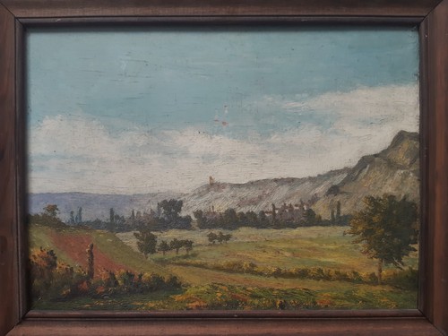 Tableau ancien huile bois vers - huile,