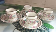 lot 4 petites tasses soucoupes expresso porcelaine de chine vintage décor fleurs