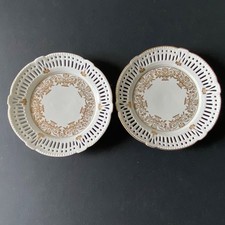 2  Soucoupes Porcelaine Blanche/Doré - Schwartzenhammer Bavaria Germany Vintage