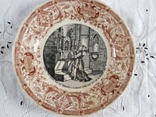 Ancienne ASSIETTE PARLANTE faïence DIGOIN & SARREGUEMINES série sur JEANNE d'ARC