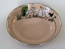 RARE ancienne COUPELLE FAIENCE LONGWY BABY métal argenté style BENJAMIN RABIER