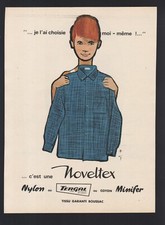Pub 1961 vêtement chemise NOVELTEX boussac enfant dessin Rene Gruau