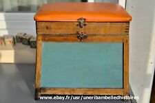 Tabouret siège de pêche vintage bois et skai