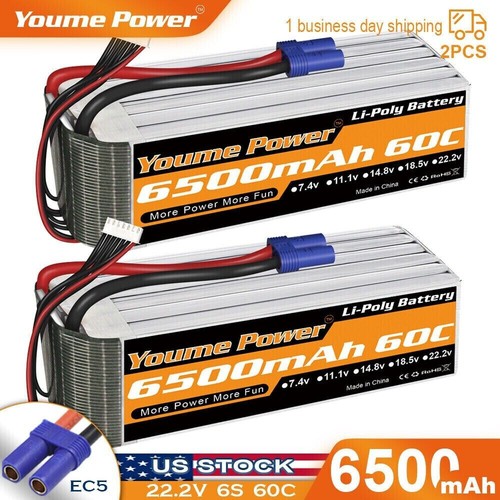 2pcs 6500mah lipo - 22.2v,