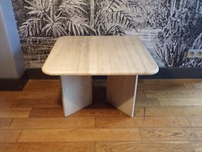 TABLE BASSE CARRé TRAVERTIN-DLG ROCHE BOBOIS-DESIGN 70-80-70x70cm