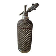 ANCIEN SIPHON GRILLAGE EAU DE SELTZ CARTOUCHE BISTROT VINTAGE ANNEES 40'S