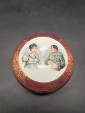 Magnifique Bonbonnière Ancienne Ronde Porcelaine Limoges Napoleon Et Joséphine