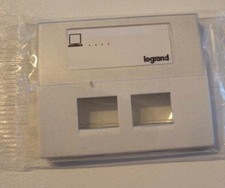 Legrand enjoliveur 85784 Double RJ45 Sagane Silex Blanc Moucheté internet