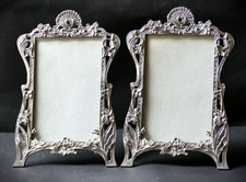 2 Cadre porte photo  ( paire) Art Nouveau 1900 signé JB PARIS métal argenté