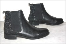 ANDRE Bottines boots Cuir Lisse Noir Talons Pailletés T 36 TTBE