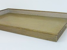 MATHIEU MATEGOT : SUPERBE & RARE PLATEAU TOLE PERFOREE & VERRE 1950 VINTAGE