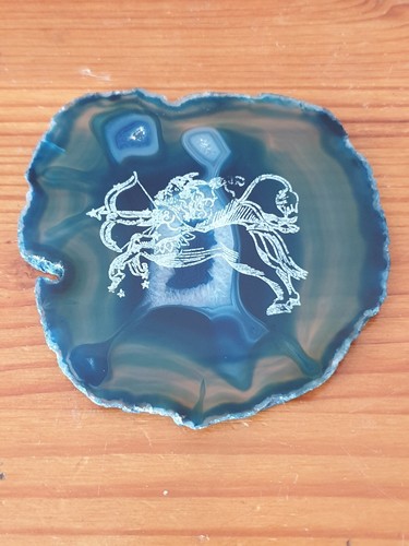 Tranche agate bleue gravée - bleue,