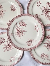 5 Assiettes à dessert Sarreguemines Modèle Fontanges  Terre de Fer Rose 20 cm