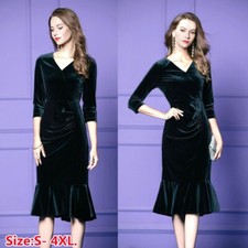 Femmes Velours Midi Robe