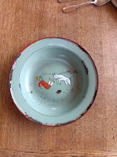 Assiette Plat Dînette Collection Tôle Émaillée Peinte Décor Enfant Chèvre