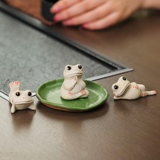 Grenouille Statue Thé Pet Ornement Oeuvre Creative Céramique Décorative