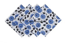 Main Bloc Imprimé 100% Coton Voile Tissu Table Serviette Blanc Indien Set 4 Pcs