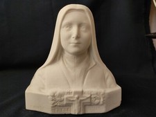 ANCIEN BUSTE STE THERESE DE L'ENFANT JESUS EN MARBRE RECONSTITUEE 1928 20X19CM
