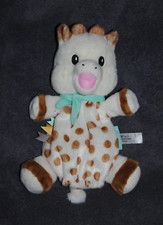 ?Doudou Marionnette VULLI Sophie La Girafe Crème Echarpe Verte Peluche NEUF