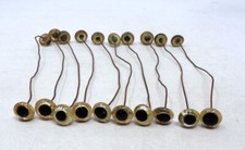 Lot 10 paires yeux en sulfure de verre anciens - Beige et noir - Diamètre 12 mm