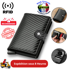 Porte Étui Protection Carte crédit RFID NFC Bancaire Anti Piratage Contact Noir-