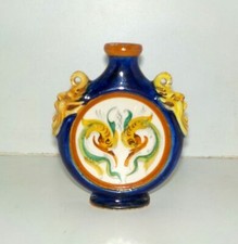 Fiole en faïence italienne XIXè tête de Satyre numéroté signé _ C10