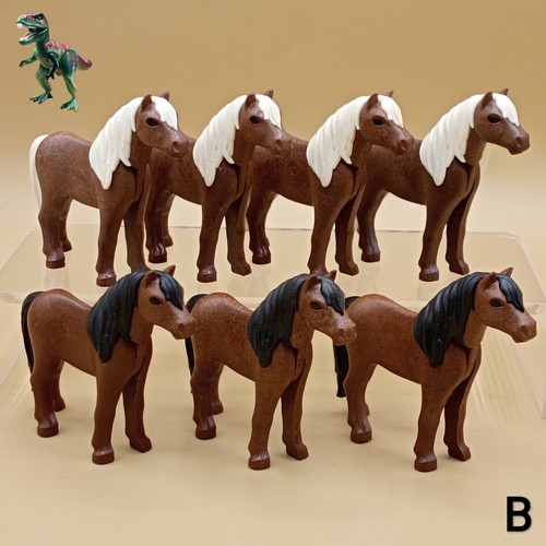 Playmobil poneys marron - x7,