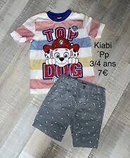 Kiabi Pat Patrouille 3 / 4 Ans GARÇON / T Shirt Rayé + Short Gris Été TBE
