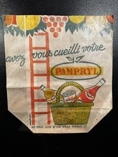 Rare ancien sac papier publicitaire Jus De Fruit Pampryl Épicerie Années 1970
