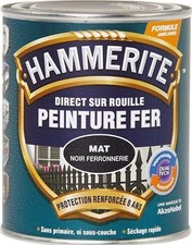 Peinture fer laqué noir mat ferronnerie 750ml HAMMERITE direct sur rouille