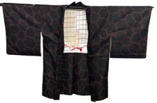 Veste kimono haori japonaise vintage polyester noir traditionnel authentique ...