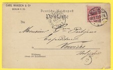 cpa PRÉCURSEUR GERMANY DEUTSCHE REICHSPOST Ets Carl HANSEN circulée en 1893