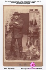 CHASSEUR AU FUSIL & SON CHIEN ÉPAGNEUL, DOG, CDV CABINET -J9