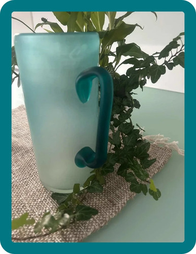 Pichet verre dépoli bleu - pichet,
