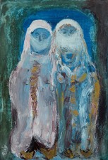 GRANDE & BELLE PEINTURE EXPRESSIONNISTE XXe -LES DEUX FEMMES ORIENTALES- SIGNÉ ?