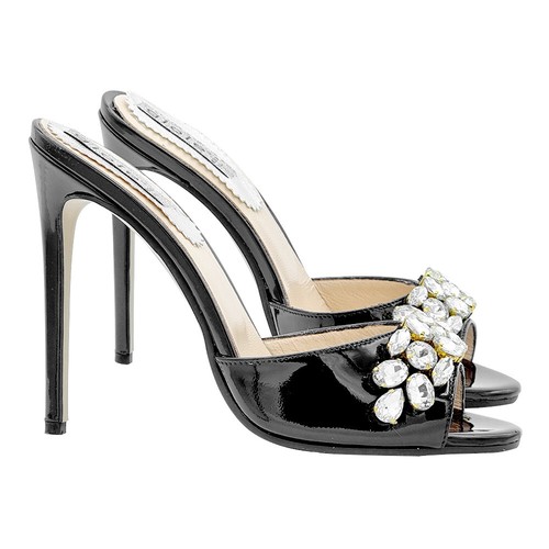 Mule bijou talon haut noir - haut,