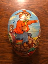 Œuf de Pâques ancien en papier mâché - Allemagne décor lapin et tortue