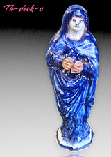 NEVERS RARE VIERGE FAIENCE DECOR BLEU ET MANGANÈSE XVII/XVIIIÈME