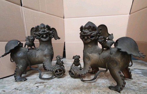 Paire chien en bronze - de,