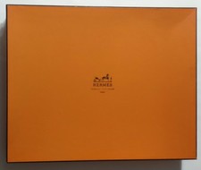 Grande Boite HERMES Orange Vide + 2,10m de Ruban Doré NOËL papier soie 28x35,8cm
