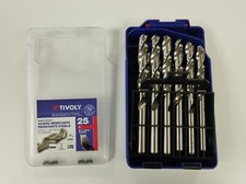 TIVOLY 25 forets métaux HSS taillés meulés pointe croix Ø1 à 13mm par 0,5mm/EBUL