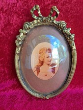 Très Beau Vieux Cadre Photo, Style Art Nouveau, Avec Verre Courbé