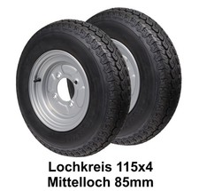 2x Roue Compléte Remorque 4.50 10 400 KG Trou Central 85 MM Diamètre de Perçage