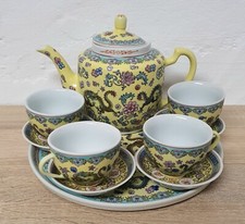 Service à thé chinois 4 personnes 10 pièces céramique vintage rare RARE